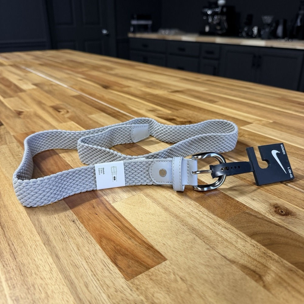 NWT Nike Women's Gray Woven Stretch Golf Belt Size Large 38-40